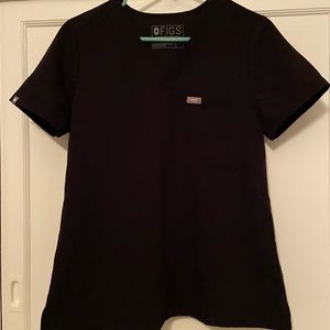Figs small scrub top- black